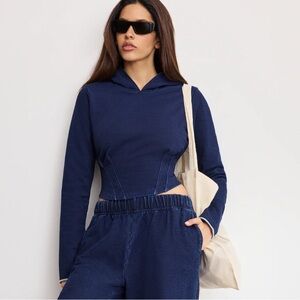 Good American Jeanius Corset Hoodie Size M